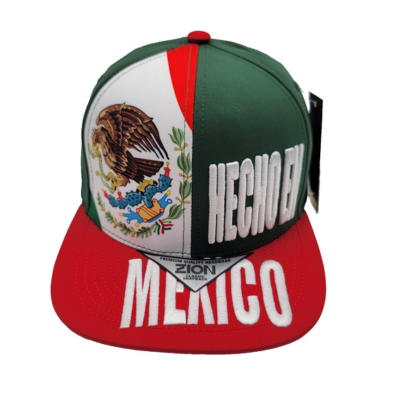 Hecho En Mexico Hat Cap Snap Back Green Red Eagle Flag Embroidered Mens Zion - Picture 1 of 8